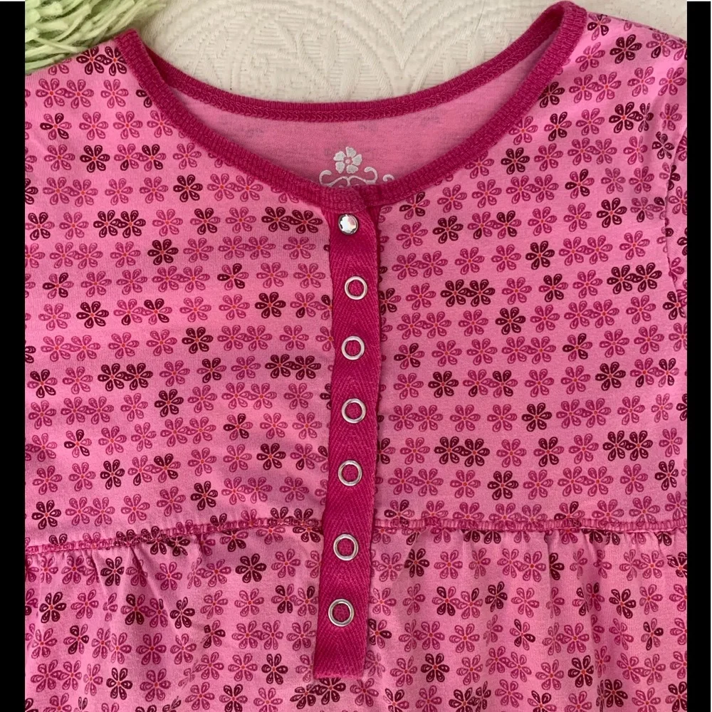 Children’s Place Thermal Shirt Girls M (7/8) Pink Floral Accents Long Sleeves